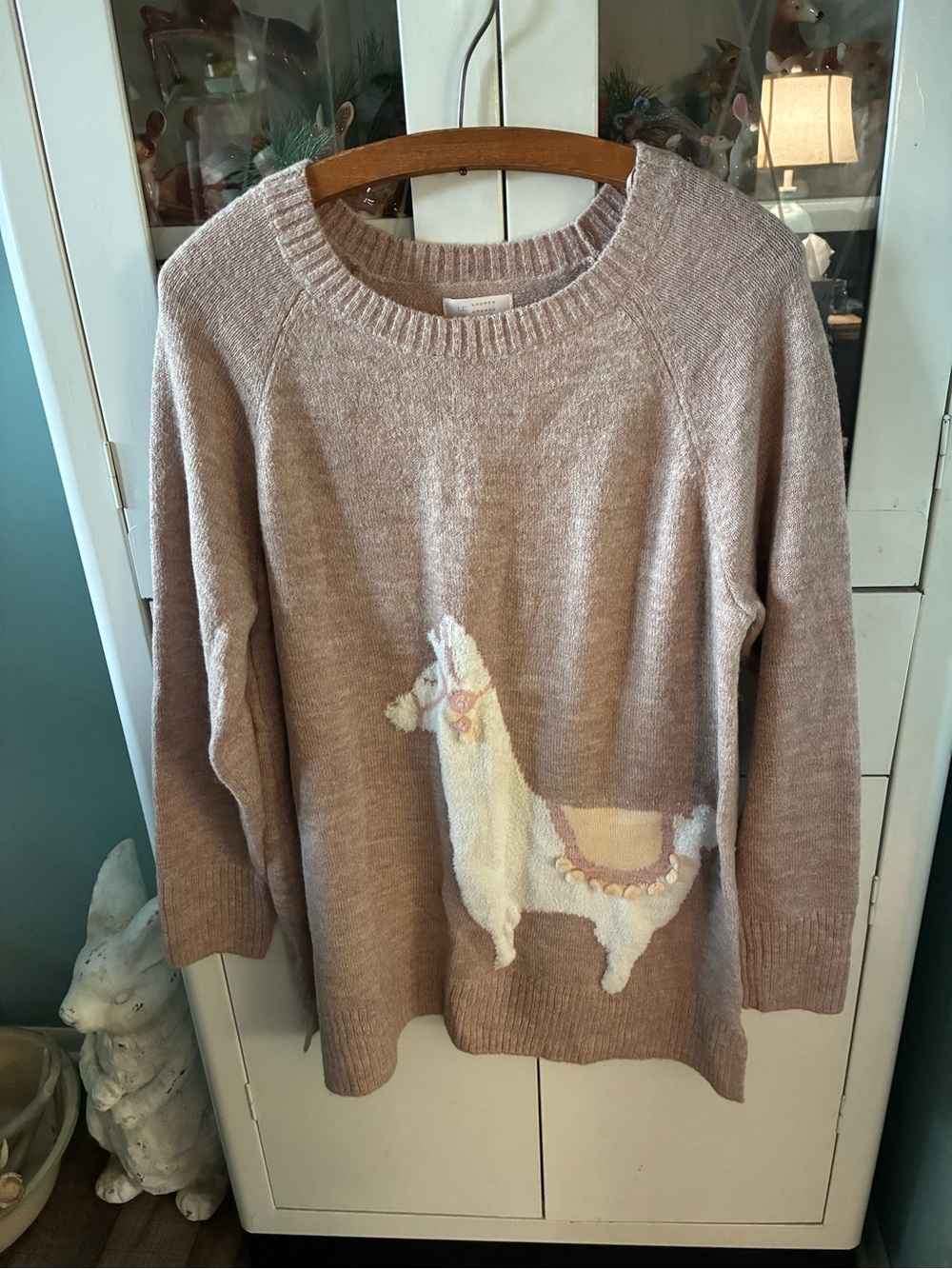 LC Lauren Conrad sz XL Cozy Llama Crewneck Sweater in Blush nwot